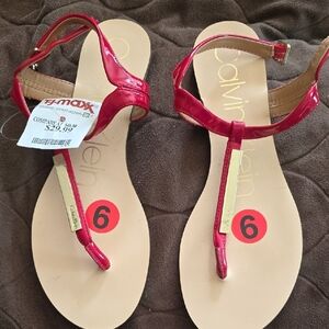 Calvin Klein Red Thong Sandals Minimalist Design